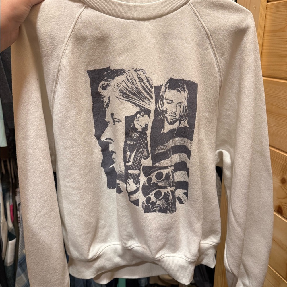 White Graphic Print Men's Sweater